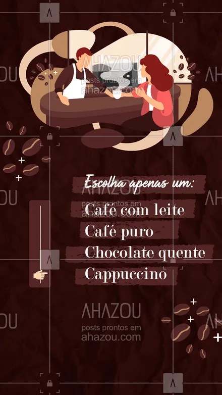 posts, legendas e frases de cafés para whatsapp, instagram e facebook: Difícil escolher só um. Mas se você tivesse que escolher qual seria o seu preferido? Queremos saber. #barista #café #cafeteria #ahazoutaste #coffee #coffeelife #cafélovers #coffeelovers #enquete