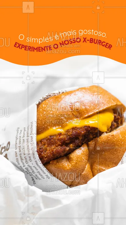 posts, legendas e frases de hamburguer para whatsapp, instagram e facebook: O clássico é clássico por um motivo: todo mundo ama! Prove o nosso x-burger, faça o seu pedido. 😋🍔
#ahazoutaste #artesanal  #burger  #burgerlovers  #hamburgueria  #hamburgueriaartesanal 
