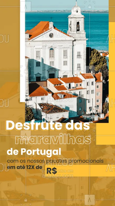 posts, legendas e frases de agências & agentes de viagem para whatsapp, instagram e facebook: Sonhando em conhecer as belíssimas cidades de Portugal? Aproveite nossos pacotes promocionais! ✈? #viagens #viageminternacional #agenciadeviagens #AhazouTravel 