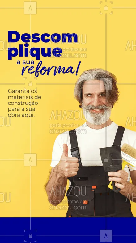 posts, legendas e frases de assuntos gerais de serviços para casa para whatsapp, instagram e facebook: Venha já para a nossa loja e garanta em um único lugar tudo o que você precisa para completar sua obra.  #AhazouServiços #atendimento  #atendimento24h  #conserto #material #construção #pagamento  #residencia 