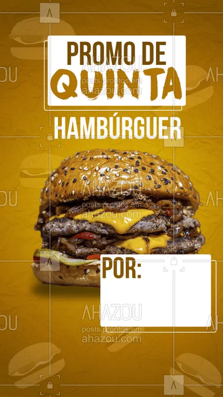 posts, legendas e frases de hamburguer para whatsapp, instagram e facebook: Super promoção de quinta, peça já esse delicioso hambúrguer, por apenas:[] #ahazou #food #hamburguer