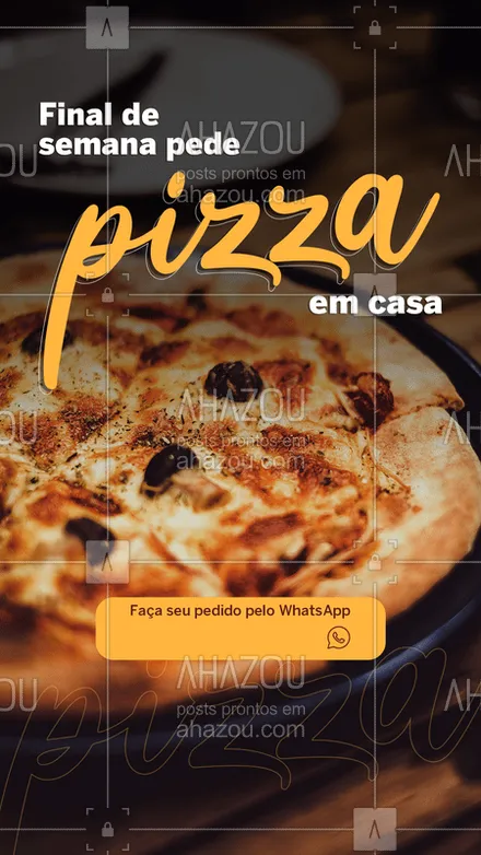 posts, legendas e frases de pizzaria para whatsapp, instagram e facebook: Vai aproveitar o final de semana para colocar aquela série em dia? Então pede uma pizza e curta seu momento! 
Peça pelo WhatsApp. 

#pizzaria #pizza #finaldesemana #seriado #ahazou