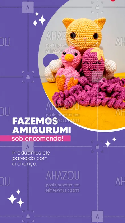 posts, legendas e frases de costura & reparos para whatsapp, instagram e facebook: Quer uma copia em crochê da sua criança preferida? Nós fazemos! 🥰😎
Entre em contato.🤩
#AhazouFashion #encomenda #amigurumi #crianças #kids #tricot #crochet 