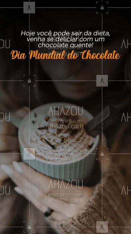 posts, legendas e frases de padaria, cafés para whatsapp, instagram e facebook: Já pediu seu chocolate? Aproveite essa data e peça já.  ☕?   
#Diamundialdochocolate #ahazoutaste #chocolate #doces #chocolatequente #padaria   #cafedamanha