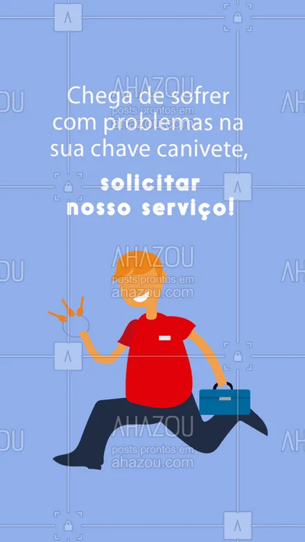posts, legendas e frases de chaveiro para whatsapp, instagram e facebook: Realizamos manutenção em chave canivete, aproveite! 🔑 #AhazouServiços #chave #chaveiro #serviços #chavecanivete