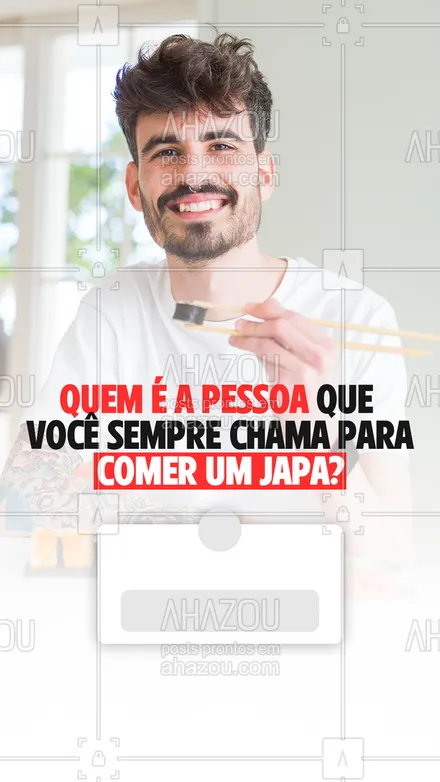 posts, legendas e frases de cozinha japonesa para whatsapp, instagram e facebook: Todo mundo tem aquele acompanhante de japa que não importa o dia, sempre topa ir com você. Marque ele (a) aqui nos comentários! 👇🏻🍣
#ahazoutaste #comidajaponesa #japa #japanesefood #sushidelivery #sushilovers #sushitime