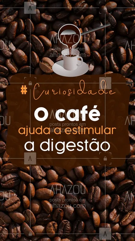 posts, legendas e frases de cafés para whatsapp, instagram e facebook: Você conhecia essa função do café? Não é a toa que ele faz sucesso após o almoço! O café estimula os intestinos e o estômago, aumentando o movimento gastrointestinal e facilitando na hora da digestão! ?☕ #Curiosidades #Café #ahazoutaste #DicasCafé  #coffee #coffee