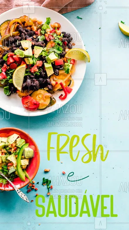 posts, legendas e frases de saudável & vegetariano para whatsapp, instagram e facebook: Prato colorido é sinônimo de comida saudável e são esses os nossos tipos de pratos! ????
 
#salada #saudável #vegetais  #ahaoutaste