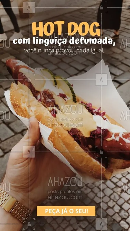 posts, legendas e frases de hot dog  para whatsapp, instagram e facebook: Peça agora um delicioso hot dog com salsicha defumada, você não vai se arrepender! Hot dog feito com muito amor e carinho, e no ponto para você, aprecie esse delicioso hot dog acompanhado com ketchup, maionese, e mostarda para dar um sabor ainda mais gostoso. Peça já o seu (__-_________). #ahazoutaste #hotdoglovers  #hotdoggourmet  #hotdog  #food  #cachorroquente 