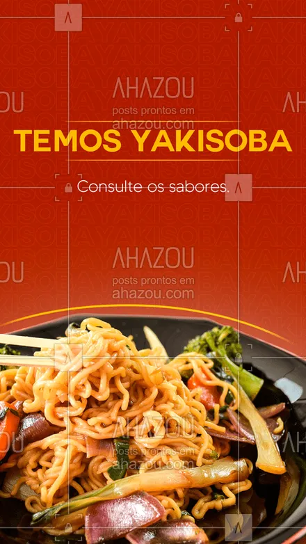 posts, legendas e frases de cozinha japonesa, comidas variadas para whatsapp, instagram e facebook: ✅ Consulte nosso cardápio para conhecer as opções de sabores do nosso Yakisoba. ? Entre em contato através do (XX) XXXX-XXXX. #yakisoba #gastronomia #AhazouTaste #taste #comidajaponesa #food