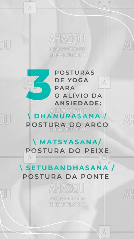 posts, legendas e frases de yoga para whatsapp, instagram e facebook: ✨ Os asanas ajudam a liberar a tensão e a negatividade do sistema. Também ajudam o fluxo de energia, abrindo nossos chakras, centros de energia no corpo. Não sabe o que fazer para aliviar a ansiedade? Aposte no Yoga. 😉 #AhazouSaude #meditation  #namaste  #yoga  #yogainspiration  #yogalife #dicas #posturas #ansiedade
