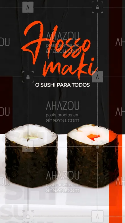 posts, legendas e frases de cozinha japonesa para whatsapp, instagram e facebook:  HOSSOMAKI é chamado assim por ser composto por um  recheio envolto por arroz e uma folha de nori. Esse é um sushi para todos por ter duas variações dele, sendo uma delas vegana! KAPPAMAKI, tipo vegano do sushi, tem recheio de pepino. O TEKKAMAKI é feito do mesmo modo, porém o recheio é composto exclusivamente por atum. Não fique só na vontade! Peça essa maravilha pelo fone [INSERIR TELEFONE], levamos até você! ??? 

#ahazoutaste #ahazoutaste  #japanesefood #sushitime #sushilovers #sushidelivery #comidajaponesa #japa