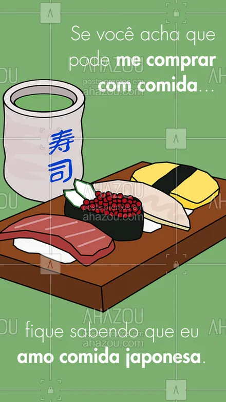 posts, legendas e frases de cozinha japonesa para whatsapp, instagram e facebook: Fica a dica ? Marca aqui aquela pessoa especial que vai te levar pra um japa! #comidajaponesa #ahazoutaste #japones #sushi 