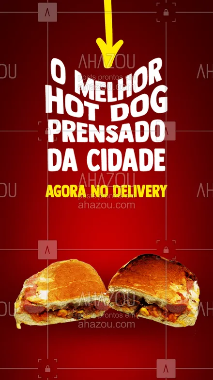 posts, legendas e frases de hot dog  para whatsapp, instagram e facebook: O melhor Hot Dog prensado da cidade está te esperando. É só pedir no delivery e ele será todo seu. #hotdog #delivery #ilovefood #eat #ahazoutaste 