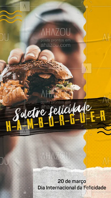 posts, legendas e frases de hamburguer para whatsapp, instagram e facebook: Se hambúrguer não é a definição de felicidade eu não seu o que é ?. Comemore o Dia da felicidade com um delicioso hambúrguer. Entre em contato e peça já o seu! #hamburgueriaartesanal #hamburgueriaartesanal #hamburgueria #burgerlovers #ahazoutaste #burger #artesanal #felicidade #diadafelicidade #fiainternacionaldafelicidade