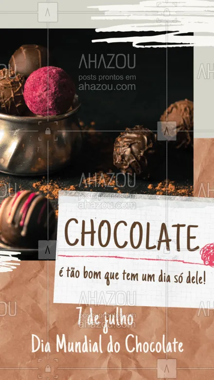 posts, legendas e frases de assuntos variados de gastronomia para whatsapp, instagram e facebook: Se esse não for o melhor dia do ano eu não sei qual é! #chocolate #ahazoutaste #diadochocolate