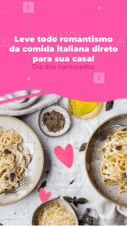 posts, legendas e frases de cozinha italiana para whatsapp, instagram e facebook: Não precisa ir para Itália para ter um jantar romântico nós levamos até você! #ahazoutaste #pasta #restauranteitaliano #massas #italy #italianfood #comidaitaliana #cozinhaitaliana #ahazoutaste 