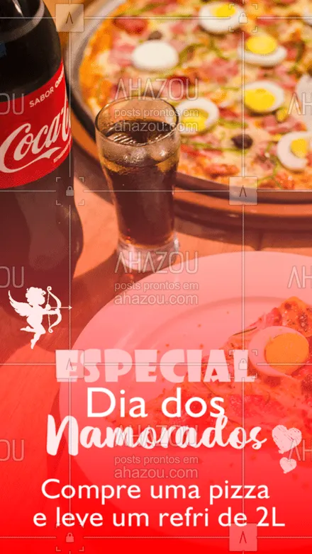 posts, legendas e frases de pizzaria para whatsapp, instagram e facebook: Que tal essa promo especial pra comemorar esse dia super romântico? ? #promoçao #ahazoutaste #pizzaria 
