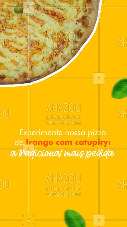 posts, legendas e frases de pizzaria para whatsapp, instagram e facebook: 😋 Cheia de sabor, qualidade e muuuito recheio: essa é nossa pizza de frango com catupiry. Experimente! ✨ #ahazoutaste #pizza  #pizzalife  #pizzalovers  #pizzaria #sabor #frangocomcatupiry #tradicional #sabor
