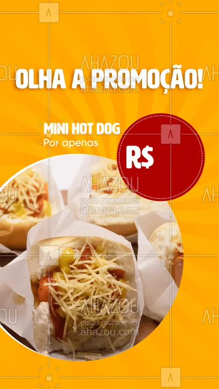 posts, legendas e frases de hot dog  para whatsapp, instagram e facebook: Simples e saboroso! A fome é mini? Pede um mini hot dog! 😉 #ahazoutaste #hotdog  #hotdoglovers  #hotdoggourmet  #cachorroquente  #food #pedido #delivery #promoção #promo #minihotdog