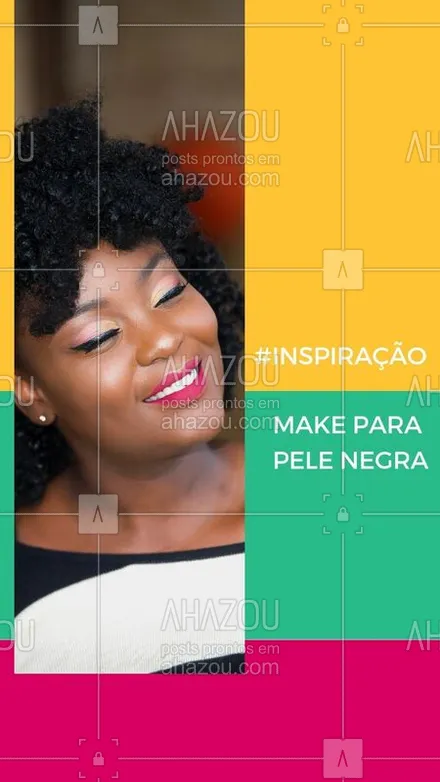 posts, legendas e frases de maquiagem para whatsapp, instagram e facebook: O que acham dessa inspiração, meninas? Batom vibrante na pele negra é mara! #pelenegra #maquiagem #ahazou #make #inspiracaomake
