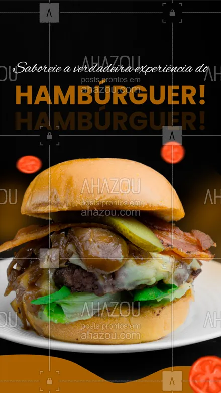 posts, legendas e frases de hamburguer para whatsapp, instagram e facebook: O clássico da hamburgueria! Um delicioso hambúrguer com queijo, alface, tomate e molho especial. O pão crocante e o queijo derretido complementam lindamente o sabor suculento do hambúrguer. É impossível resistir a essa combinação perfeita! Ligue agora e peça o seu! #ahazoutaste