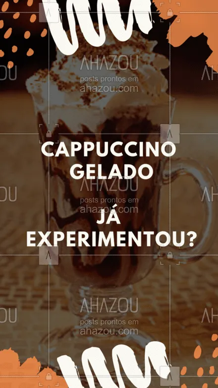 posts, legendas e frases de cafés para whatsapp, instagram e facebook: Perfeito para o verão! #cappuccino #cafeteria #ahazoucafe #gelado #verão