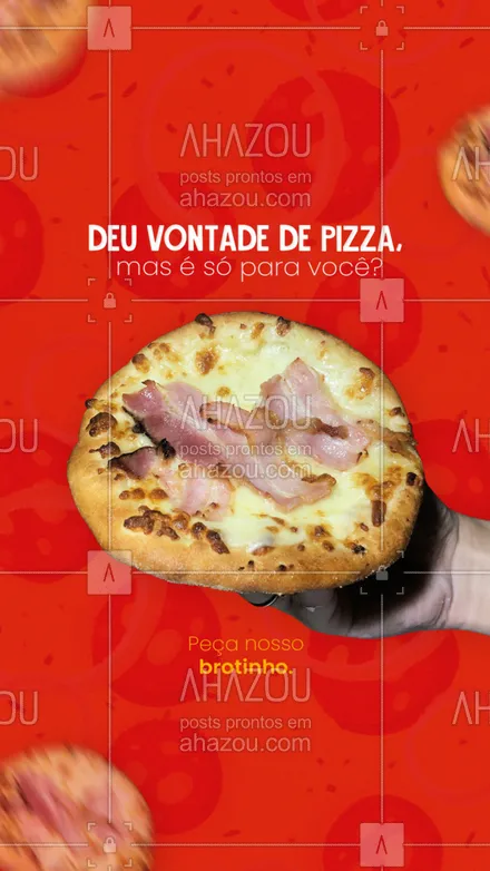posts, legendas e frases de pizzaria para whatsapp, instagram e facebook: ✨😋 A pizza com o tamanho perfeito para a sua fome? Temos! Peça pelo delivery. #ahazoutaste #pizza  #pizzalife  #pizzalovers  #pizzaria #brotinho #pedido #delivery