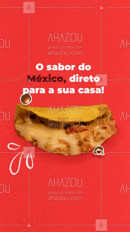 posts, legendas e frases de cozinha mexicana para whatsapp, instagram e facebook: Que tal sentir o sabor do México sem sair de casa? Temos tacos deliciosos esperando por você. Entre em contato e peça o seu! #comidamexicana #ahazoutaste #vivamexico #texmex #nachos#tacos