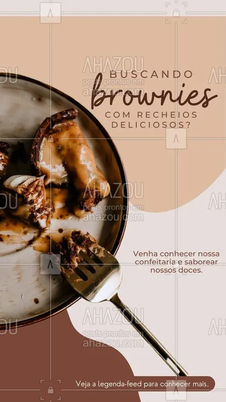 posts, legendas e frases de confeitaria, doces, salgados & festas para whatsapp, instagram e facebook: Nossos brownies recheados são criados para proporcionar uma experiência sensacional e completa. Com uma textura crocante por fora e um recheio cremoso por dentro, nossos brownies são uma delícia para todas as ocasiões da sua vida. Experimente agora mesmo.#ahazoutaste #confeitaria  #confeitariaartesanal  #doces  #docinhos  #foodlovers  #kitfesta #brownies #browniesrecheados