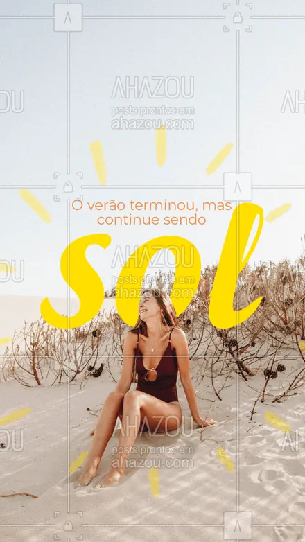 posts, legendas e frases de moda praia para whatsapp, instagram e facebook: Deixe que o brilho e o calor do sol façam parte de sua essência para sempre! ☀✨ #modapraia #biquini #maiô #AhazouFashion #praia  #summer  #moda  #fashion  #beach  #verao 