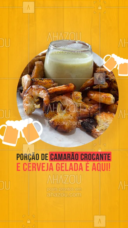 posts, legendas e frases de bares para whatsapp, instagram e facebook: Cerveja trincando e camarão crocante igual o nosso, não tem, pode acreditar! Vem pra cá. #ahazoutaste #bar  #cocktails  #drinks  #lounge  #pub #porção #camarão