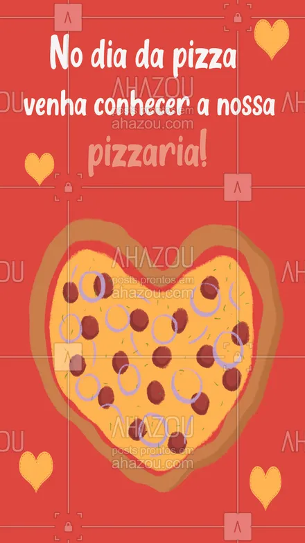 posts, legendas e frases de pizzaria para whatsapp, instagram e facebook: Hoje é um dia super especial para você vir conhecer a nossa pizzaria, com um ambiente super aconchegante e deliciosas pizzas feitas no forno a lenha 😋🍕 #ahazoutaste #pizza #pizzaria #convite #diadapizza  #pizzalovers 
