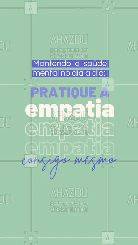 posts, legendas e frases de saúde mental para whatsapp, instagram e facebook: Seja gentil consigo mesmo. Aceite que todos têm dias desafiadores. Praticar a empatia consigo mesmo ajuda a desenvolver resiliência emocional. Lembre-se, está tudo bem não estar sempre bem. 💙🤗 #Empatia #AmorPróprio #CuidadoComVocê #AhazouSaude #headspace  #saudemental  #viverbem 