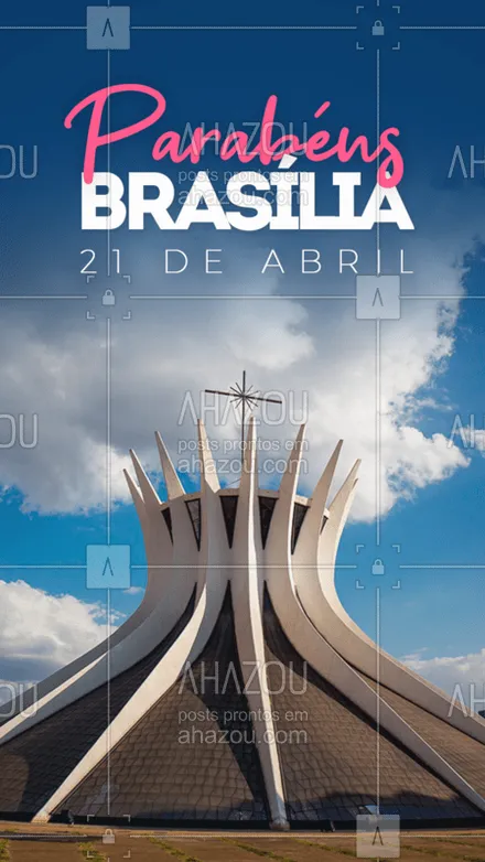 posts, legendas e frases de posts para todos para whatsapp, instagram e facebook: Hoje, dia 21 de abril, celebramos mais um aniversário da capital que, mesmo após mais de 60 anos, ainda continua encantando todos os que visitam e vivem nessa charmosa cidade. Temos muito orgulho de fazer parte dessa história e poder celebrar mais um ano da nossa amada cidade. Parabéns Brasília! ❤️ #PARABÉNS #BRASÍLIA #ANIVERSÁRIO #AHAZOU #ahazou 