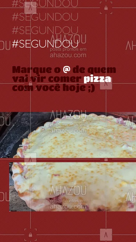 posts, legendas e frases de pizzaria para whatsapp, instagram e facebook: 🍕Quem chama para comer pizza na segunda nem é gente, é anjo. Aproveita para marcar sua companhia e avisar que hoje tem pizza! 😋 #ahazoutaste #pizza  #pizzalife  #pizzalovers  #pizzaria #segunda #segundou #convite #marquealguém #interação