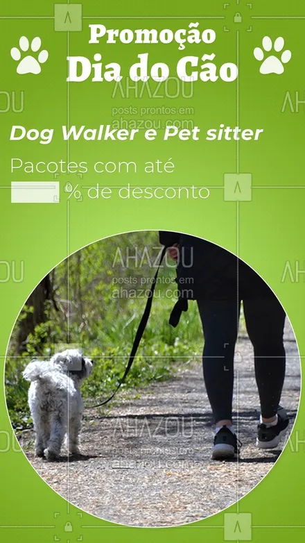 posts, legendas e frases de dog walker & petsitter, assuntos variados de Pets para whatsapp, instagram e facebook: Para comemorar o Dia do Cão, colocamos todos os nossos pacotes em promoção, com descontos imperdíveis de hospedagem e passeios. Garanta já seu pacote e deixe seu cãozinho feliz! #diadocao #promocao  #AhazouPet  #ilovepets #petlovers #dogwalkersofinstagram #petsitting #petsitter #dogdaycare #dogwalkerlife #dogwalk