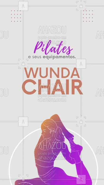 posts, legendas e frases de pilates para whatsapp, instagram e facebook: Consiste em uma pequena estrutura de madeira, que se assemelha a uma cadeira sem encosto. É um dos equipamentos mais desafiadores. #AhazouSaude #pilates #curiosidades #aparelhos #saude #fitness