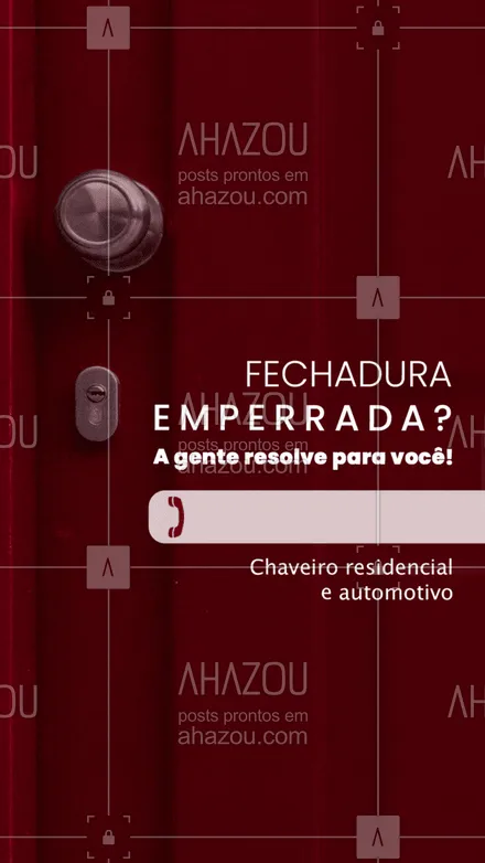 posts, legendas e frases de chaveiro para whatsapp, instagram e facebook: A fechadura emperrou? Não se desespere! Entre em contato: (xx) xxxx-xxxx #AhazouServiços  #chave #chaveiro #serviços #fechaduraemperrada 