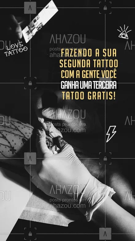 posts, legendas e frases de estúdios, tatuadores & body piercer para whatsapp, instagram e facebook: Essa é a sua oportunidade de ganhar uma tattoo totalmente grátis, já fez uma tattoo com a gente? Faça a sua segunda e ganhe uma terceira tattoo grátis, não perca essa chance, a agende já o seu horário no número: (__-_________). #AhazouInk #tattoos #tattootradicional #cicatrizacao #dicadetattoo #editaveisahz #tattoo #tattoocolorida #tattooepiercing #tattoofloral #tatuagemfeminina #estudiodetattoo #tatuagem