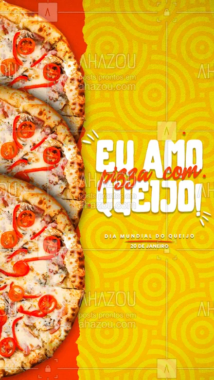 posts, legendas e frases de pizzaria para whatsapp, instagram e facebook:  E quem não ama né?! Para comemorar este dia peça a sua pizza com muito queijo! ?? #Ahazoutaste #pizzaria #pizza #pizzalife #diadoqueijo #ahazoutaste 