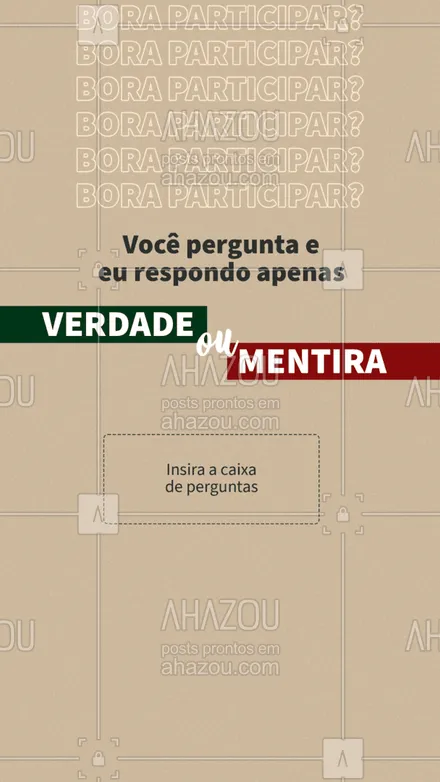 posts, legendas e frases de posts para todos para whatsapp, instagram e facebook: E aí bora participar? Mande sua pergunta e eu respondo apenas com verdade ou mentira! #caixinhadeperguntas #tiresuasduvidas #ahazou #perguntaserespostas #motivacionais