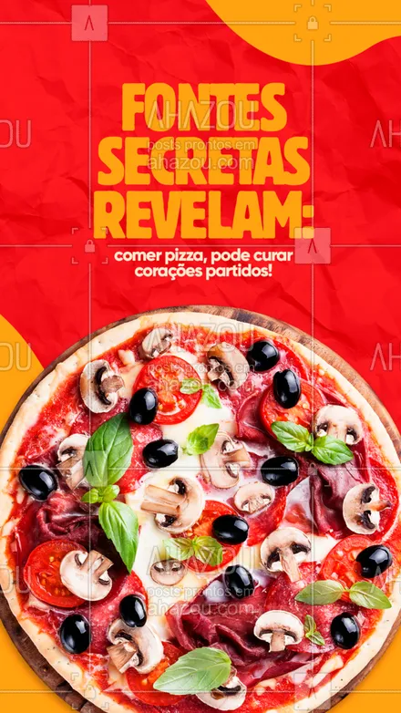 posts, legendas e frases de pizzaria para whatsapp, instagram e facebook: Está de coração partido? Uma boa pizza pode curar! 💖🍕
#ahazoutaste #pizza  #pizzalife  #pizzalovers  #pizzaria 