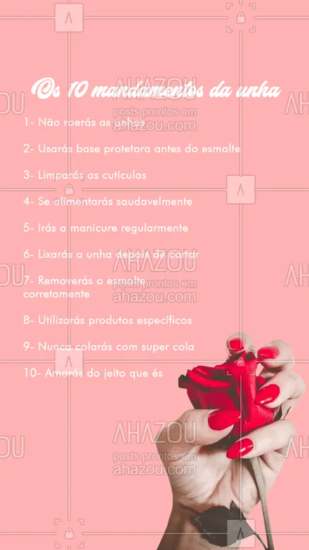 posts, legendas e frases de manicure & pedicure para whatsapp, instagram e facebook: E você, segue os 10 mandamentos certinho? ?♥️?

#mandamentos #10 #10mandamentos #rotina #cuidados #ahazou #bandbeauty #braziliangal