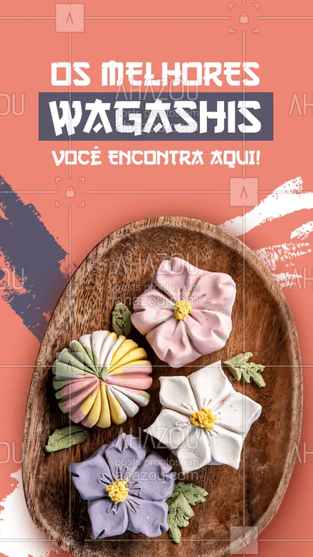 posts, legendas e frases de cozinha japonesa para whatsapp, instagram e facebook: Venha experimentar o melhor wagashi que você já provou! 😋
#wagashi #artecomestivel #ahazoutaste  #japa  #comidajaponesa  #sushilovers 