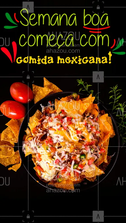 posts, legendas e frases de cozinha mexicana para whatsapp, instagram e facebook: Deixe sua segunda-feira mais saborosa: peça comida mexicana! ?
Faça seu pedido pelo delivery. 

#ComidaMexicana #delivery #tacos #nachos #ahazoutaste  #cozinhamexicana