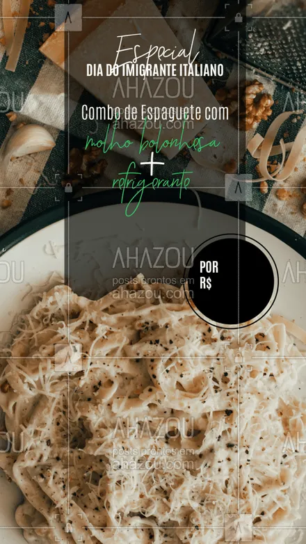 posts, legendas e frases de cozinha italiana para whatsapp, instagram e facebook: Vamos de combo?! Aproveite que essa promoção é só para hoje! ?❤️️
.
?(nome do estabelecimento)?
?(inserir contato)
?(inserir endereço)
⏰(inserir horário de funcionamento)

#DiadoImigranteItaliano #Promoção #AhazouTaste #EditaveisAhz #ComidaItaliana
