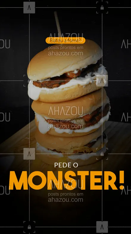 posts, legendas e frases de hamburguer para whatsapp, instagram e facebook: O Monster Burger foi criado especialmente para matar a sua fome! #burger #hamburguer #ahazoutaste #hamburgueriaartesanal #hamburgueria #burger #burgerlovers 