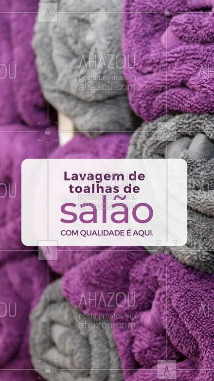 posts, legendas e frases de lavanderia para whatsapp, instagram e facebook: Aqui as toalhas do seu salão recebem a melhor lavagem. Limpas como você nunca viu e cheirosas como você já conhece.
Entre em contato agora mesmo.
#AhazouServiços #toalhas #lavagem  #lavanderia  #roupalavada  #roupalimpa 
