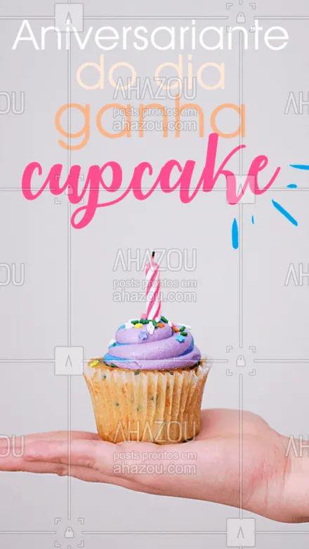 posts, legendas e frases de doces, salgados & festas, cafés para whatsapp, instagram e facebook: É só apresentar um documento original com foto e seu cupcake está garantido! #cupcake #ahazou #aniversariantedodia